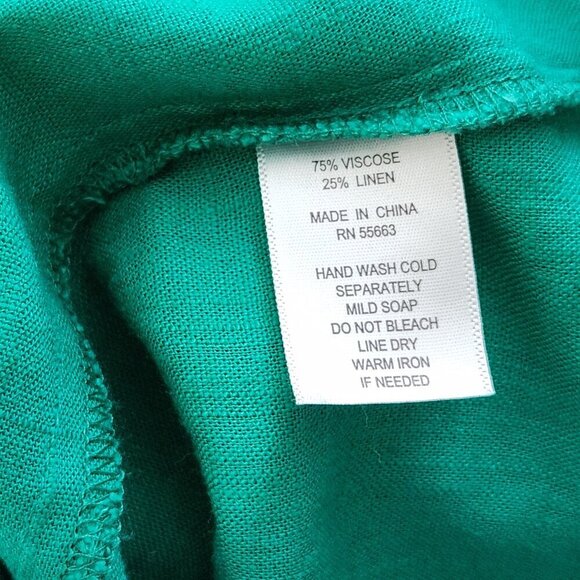 Rachel Zoe Wrap Dress Women's Size 6 Green Linen Blend Long Sleeves - Picture 12 of 12